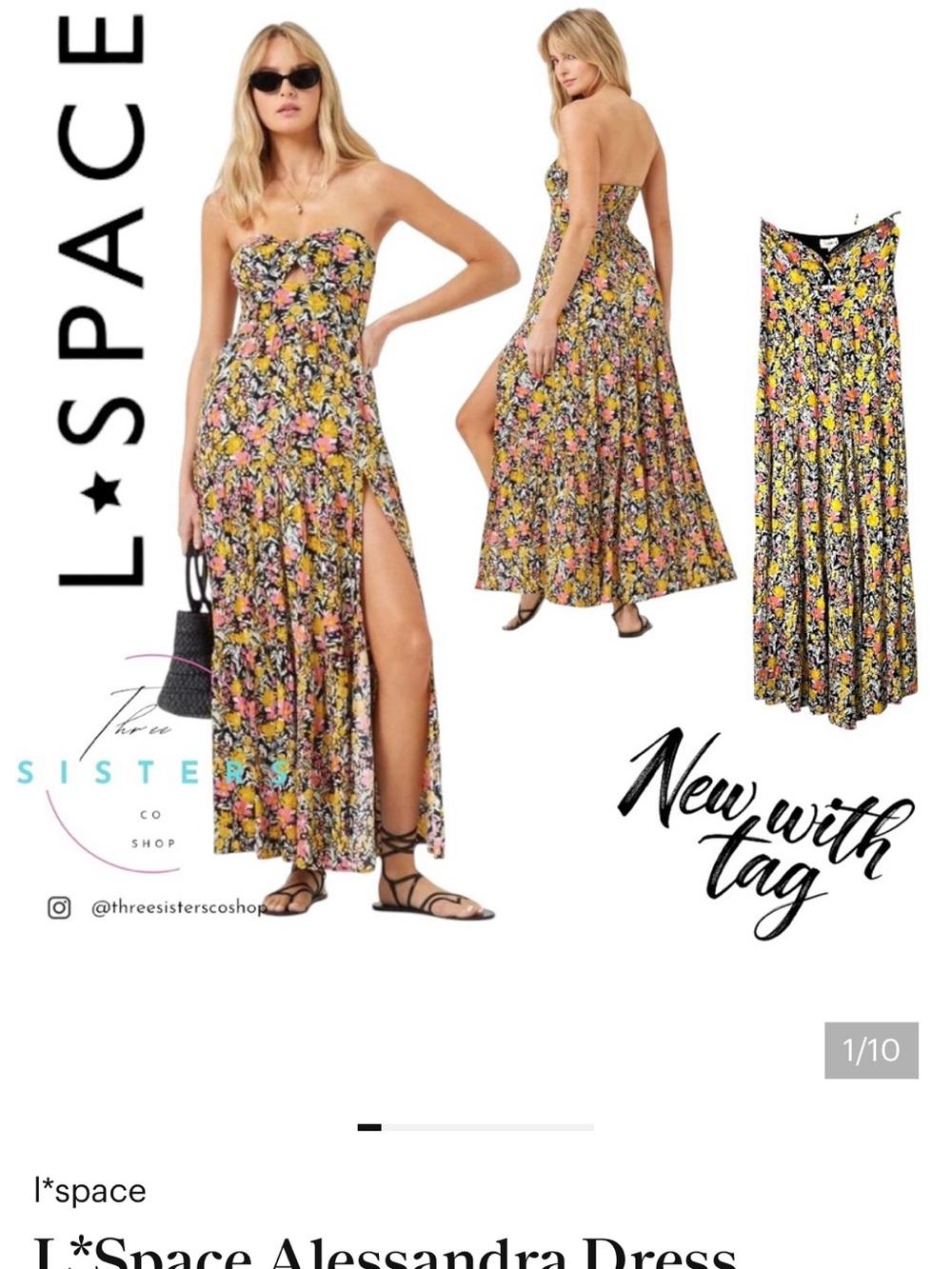 l*space Alessandra Strapless Floral Maxi Dress in Yellow, Pink & Green